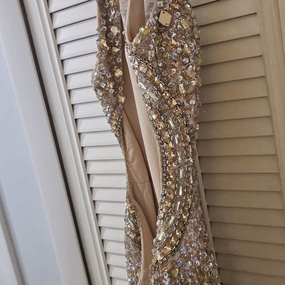 Elegant Gold Embellished Prom Dress